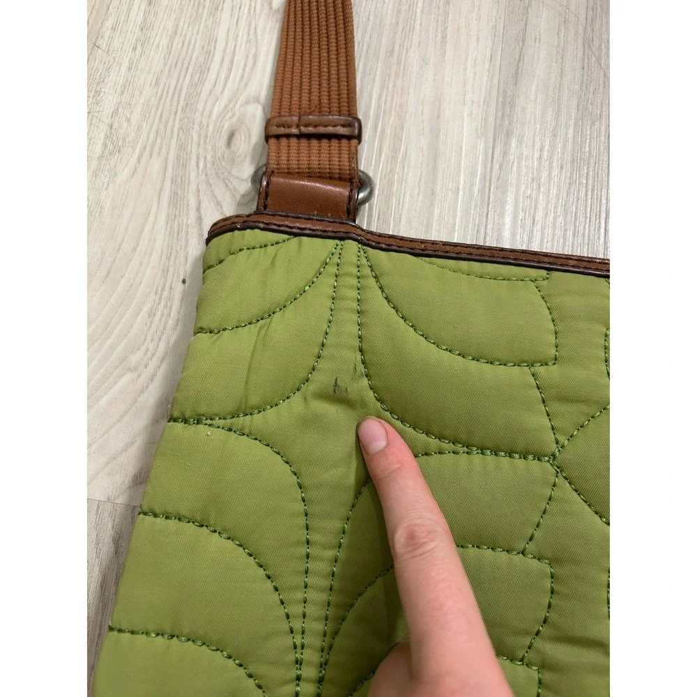 Fossil Key Per Crossbody Purse Olive Green Quilted Purse Adjustable Strap Zipper